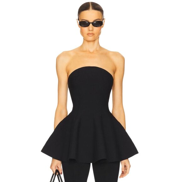 Helsa Tops - Helsa Maude Knit Top in Black Small New Womens Peplum Strapless Tube